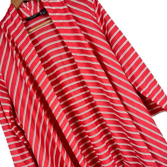 SUSAN GRAVER Women's L Weekend Coral White 3/4 Sleeve Open Lightweight Cardigan‎ - Picture 1 of 9